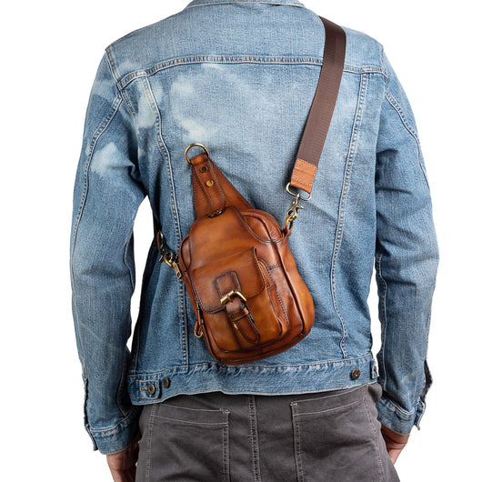 Bolsa de Pecho Vintage en Cuero para Hombre - Image 6