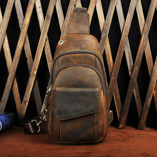 Bolsa Cruzada para Pecho de Cuero Crazy Horse Vintage - Estilo Retro para Hombre - Image 18