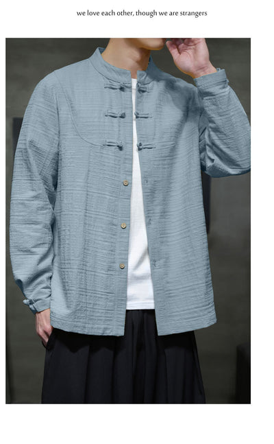 Camisa Retro Tang Chino - Algodón y Lino con Cierre Tradicional para Hombre - Image 39