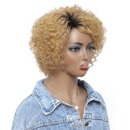 Peluca Corta Rizada de Cabello Natural con Volumen Progresivo - Cobertura Premium - Image 5