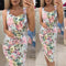 Vestido Midi Entallado con Estampado y Tirantes Delgados