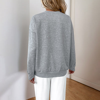 Sudadera Suelta con Cuello Redondo y Lentejuelas Combinadas para Mujer - Image 3