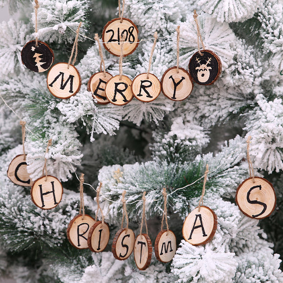 Adorno Navideño de Madera Maciza - Colgante Decorativo Artesanal