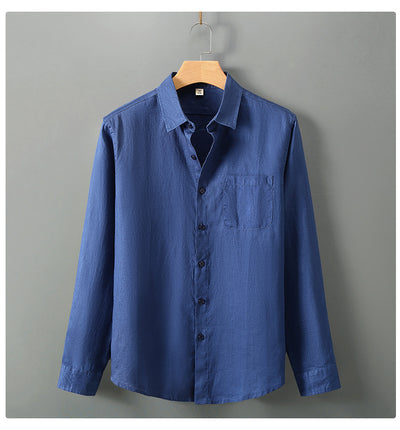 Camisa de Lino Manga Larga Suelta para Hombre - Fresca y Casual - Image 15
