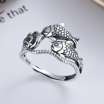 Anillo de Loto Koi de la Suerte - Diseño Étnico Hueco Personalizado para Mujer - Image 2
