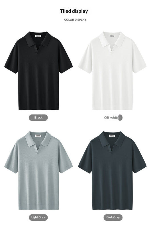 Camisa Manga Corta Cuello Alto para Hombre en Lyocell y Seda - Image 26