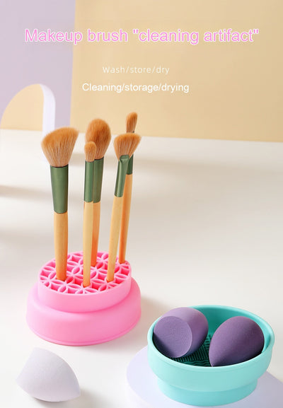 Organizador y Secador de Brochas de Maquillaje con Cuenca de Limpieza - Image 16