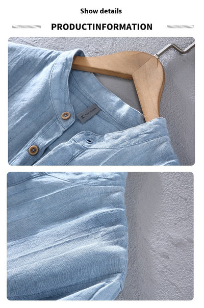 Camisa Casual de Lino Retro Estilo Japonés para Hombre - Image 12