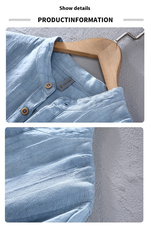 Camisa Casual de Lino Retro Estilo Japonés para Hombre - Image 12