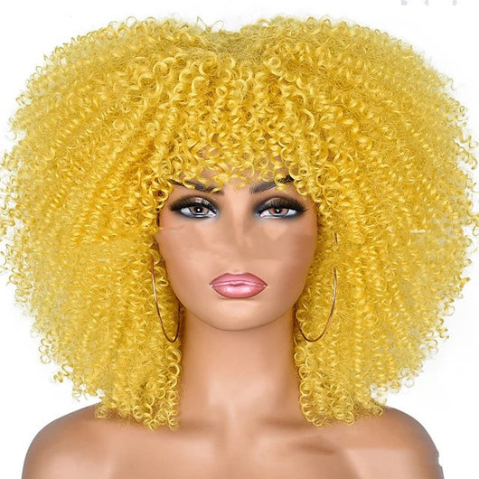 Peluca de Cabello Rizado Sintético con Malla Fina - Image 12