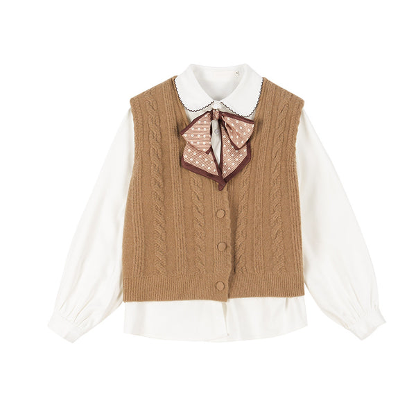 Conjunto Preppy de Chaleco y Camisa - Traje Dos Piezas Elegante