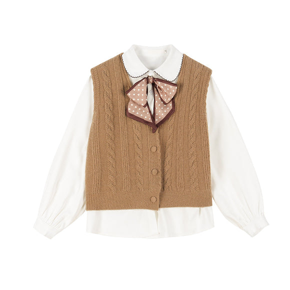 Conjunto Preppy de Chaleco y Camisa - Traje Dos Piezas Elegante