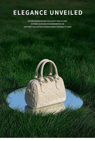 Bolso Mensajero Boston de Cuero Genuino con Diseño Rombo - Image 9