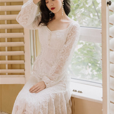 Vestido Blanco de Manga Larga Primer Amor - Estilo Romántico para Citas - Image 4