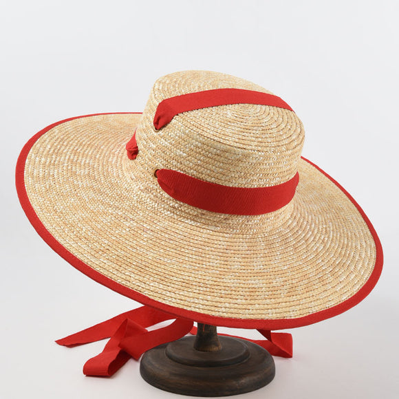 Sombrero de Paja Trenzado con Tiras - Estilo Europeo y Americano para Mujer