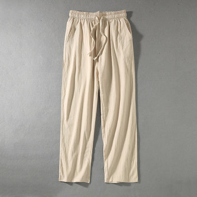 Pantalones Rectos Holgados de Algodón y Lino para Uso Casual - Image 11