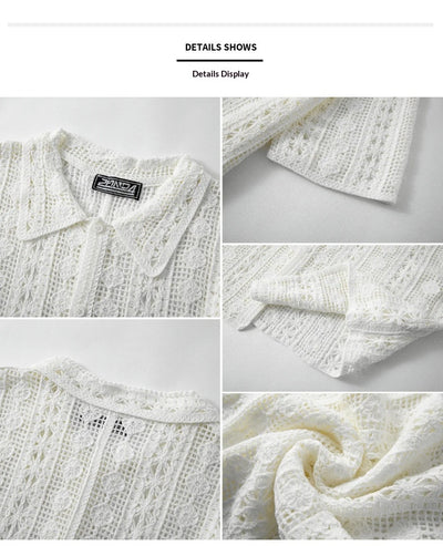 Cardigan Tejido Hueco de Manga Corta para Hombre - Image 13