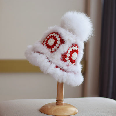 Gorro Cálido de Invierno con Pelaje de Zorro y Conejo - Diseño Tigre Tejido - Image 3