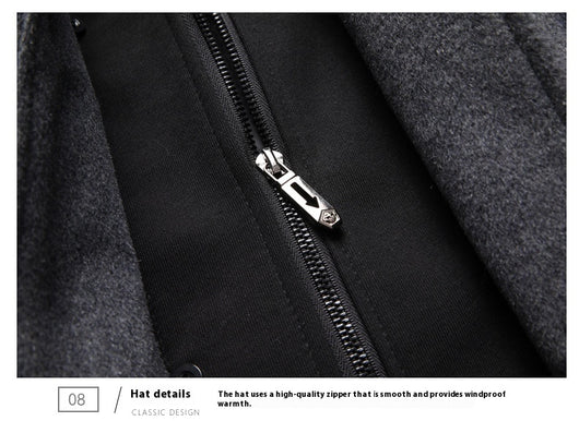 Abrigo de Lana Casual para Hombre con Gorro Desmontable - Image 31