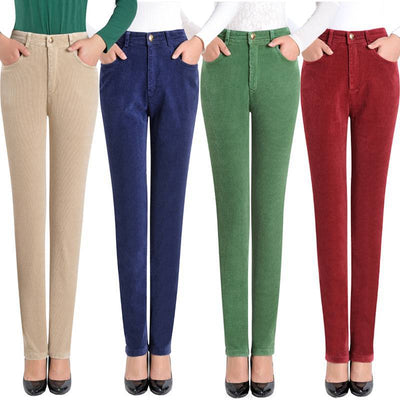 Pantalones Rectos de Pana Elásticos para Mujer - Image 14