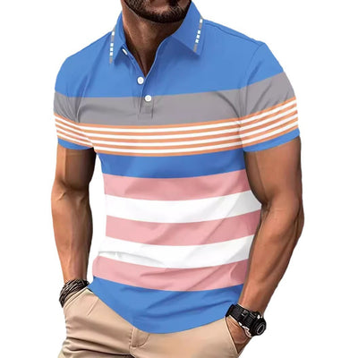 Camisa Casual Hombre Bloques de Color Estampado Digital Manga Corta - Image 5