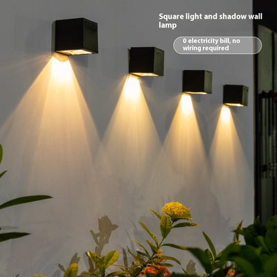 Lámpara Solar Cuadrada para Pared - Luz Ambiental Exterior