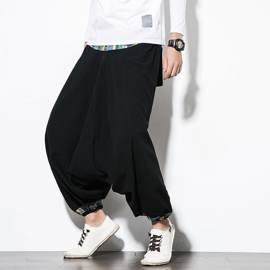 Pantalones Anchos Étnicos Nepaleses con Tirantes Retro para Hombre - Image 8