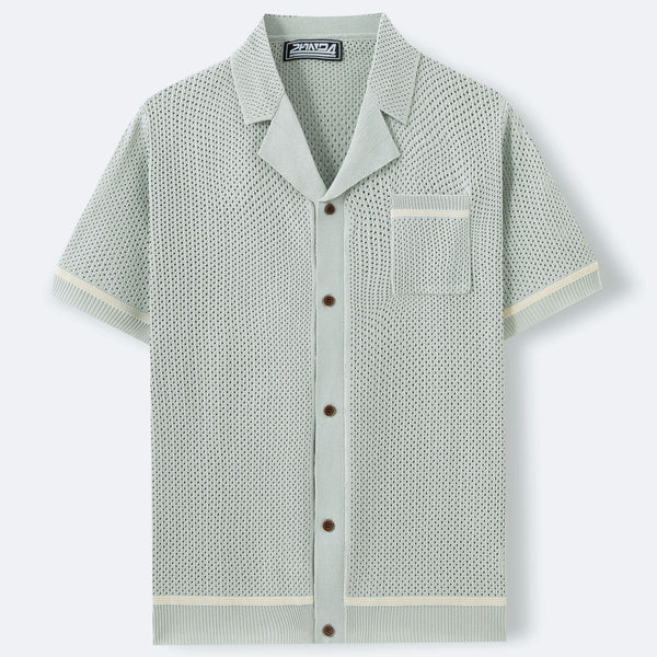 Polo Cubano de Manga Corta en Punto para Hombre - Estilo Verano