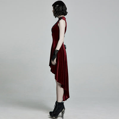 Vestido Terciopelo sin Mangas Corte Asimétrico - Image 5