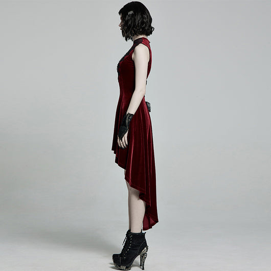 Vestido Terciopelo sin Mangas Corte Asimétrico - Image 5