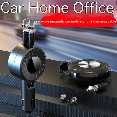 Cargador Telescópico para Auto 5A Multifuncional con Cable de Datos