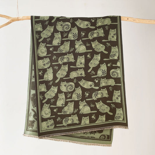Bufanda de Cashmira Artificial Gato Crema - Estilo Coreano para Otoño e Invierno