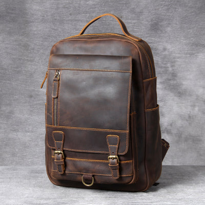 Mochila de Cuero Vintage Crazy Horse de Alta Capacidad - Image 7