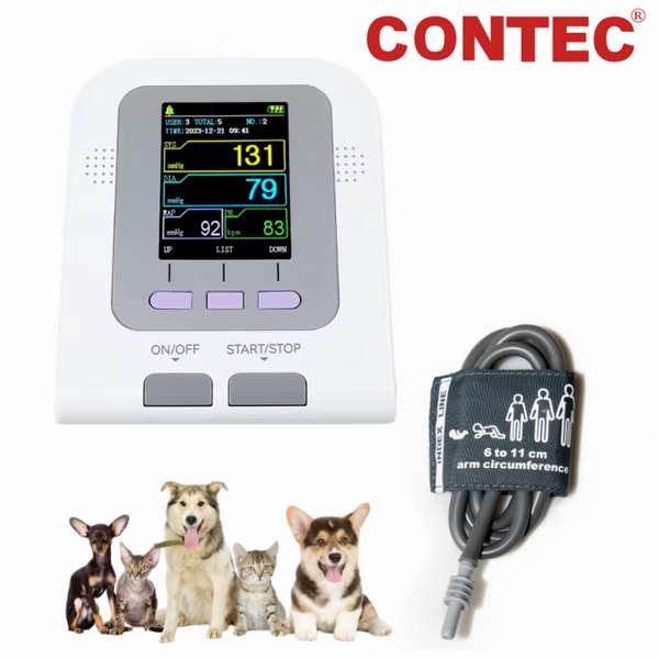 Monitor Digital de Presión Arterial Veterinario CONTEC08A con Manguito NIBP