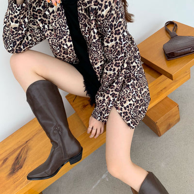 Botas Vaqueras Altas hasta la Rodilla con Tacón Grueso y Punta Fina para Mujer - Image 4