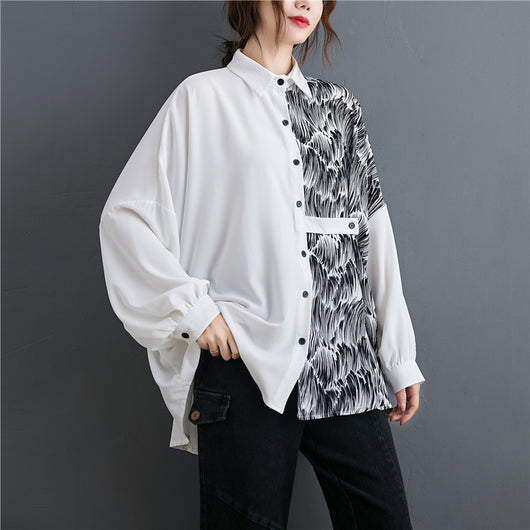 Camisa Manga Larga con Estampado Contraste - Corte Relajado y Ajustado - Image 11