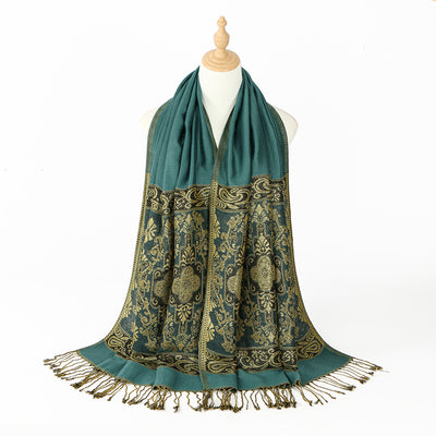 Pañoleta Bohemia Estampado Anacardo con Flecos - Image 6