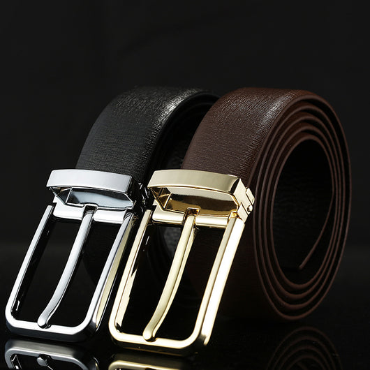 Cinturón de Cuero Genuino para Hombre con Hebilla de Pasador Minimalista