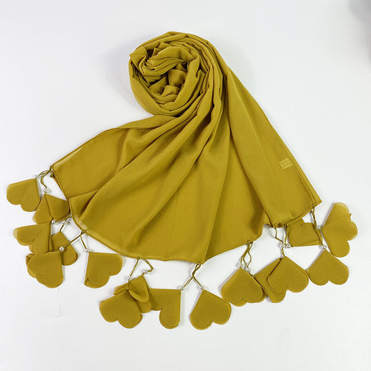 Pañuelo Baotou de Chifón con Estampado de Flores y Perlas para Mujer - Image 21