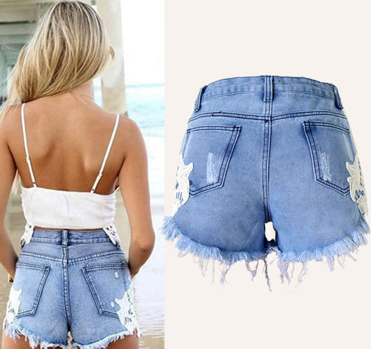 Shorts Boho de Cintura Alta con Encaje para Playa y Resort - Image 6