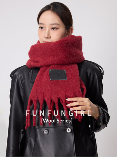 Bufanda de Lana Gruesa con Flecos Lisos para Mujer - Abrigo Cálido para el Cuello - Image 37