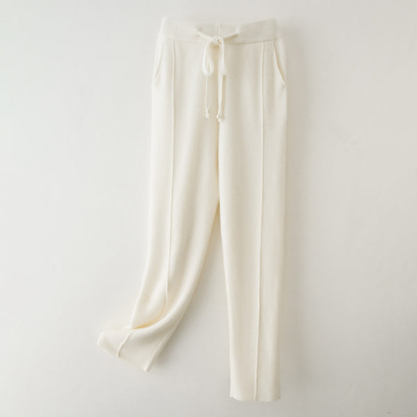 Pantalones de Lana Pura Cintura Alta Invierno - Harem Rectos Abrigados - Image 4