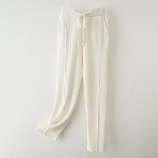 Pantalones de Lana Pura Cintura Alta Invierno - Harem Rectos Abrigados - Image 4