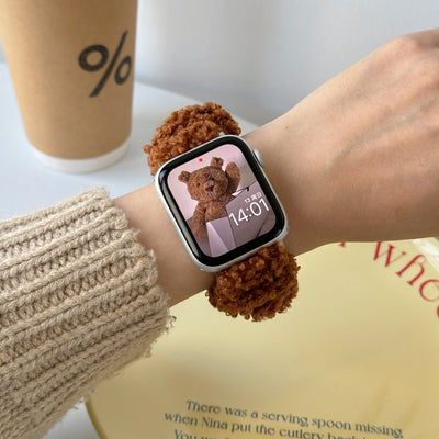 Correa Elástica de Peluche Teddy para Apple Watch 42mm 46mm - Generaciones 5 a 10 - Image 4