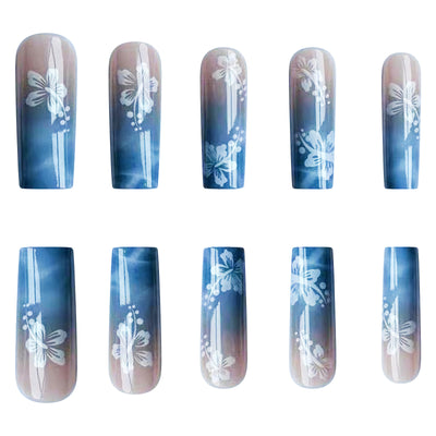 Stickers de Uñas Degradado Azul Marino Rectangular - Image 10