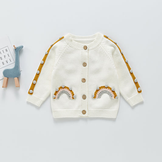 Suéter Tejido Infantil con Diseño Arcoíris de Burbujas