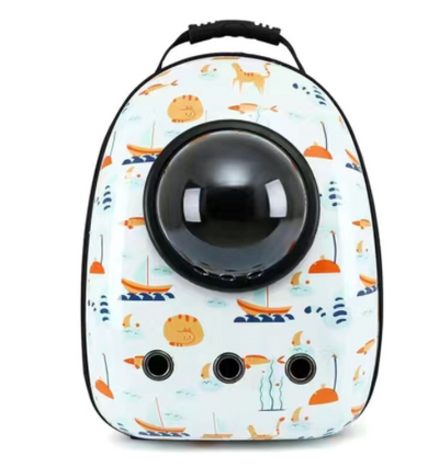 Black and white penguin-shaped pet carrier backpack with a transparent bubble window and ventilation holes. - Image 56