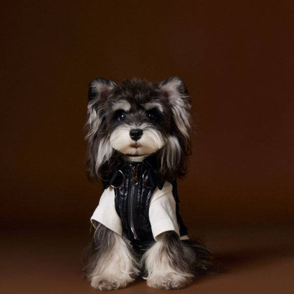 Chaleco de Cuero con Bolsillos de Carga - Diseño Industrial Estampado Mascotas