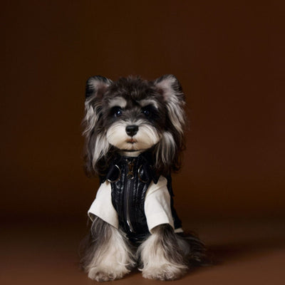 Chaleco de Cuero con Bolsillos de Carga - Diseño Industrial Estampado Mascotas