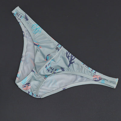 Slip Masculino de Malla Transpirable Tanga Baja con Estampado - Image 9